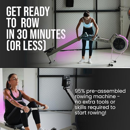 Air Rowing Machine | Foldable Gym-Quality Row Machine | 10- Damper Levels Cardio Machine for Full-Body Workout | Rowing Machine for Home Use with LED-Monitor | Rower Machine for Home Gym