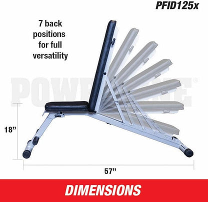 Body-Solid Powerline (PFID125X) Folding Bench - 7-Position Adjustable Weight Bench for Home Gym, Incline/Decline, No Assembly Required