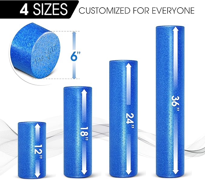 Yes4All High-Density Round Back Roller Foam, Exercise Foam Roller for Yoga, Pilates & Stretching - Blue - 36 Inches