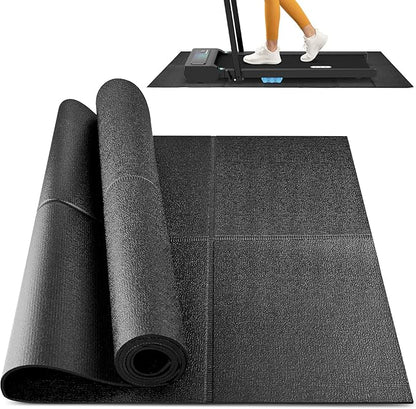 Foldable Rubber Treadmill Mat - Exercise Bike Mat with Waterproof Non-Slip Shock Absorption, Exercise Equipment Mat to Protect Floor for Home Gym Workout