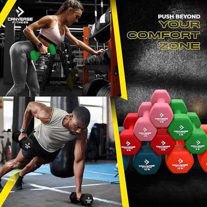 Neoprene Workout Dumbbells Weights - Non Slip, Anti Roll Exercise & Fitness Only Dumbbells Combo - Hex Shaped Hand weights for Men & Women - Ideal for Home and Gyms training