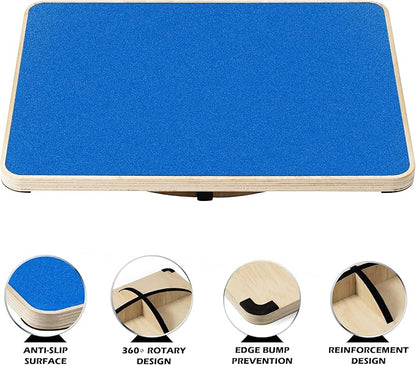 360 Degree Rotation Anti-slip Wooden Balance Board, Plank board & Anti-Slip Wobble Board for Balance and Core Training, Balancing Board for Under Desk