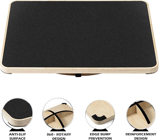 360 Degree Rotation Anti-slip Wooden Balance Board, Plank board & Anti-Slip Wobble Board for Balance and Core Training, Balancing Board for Under Desk