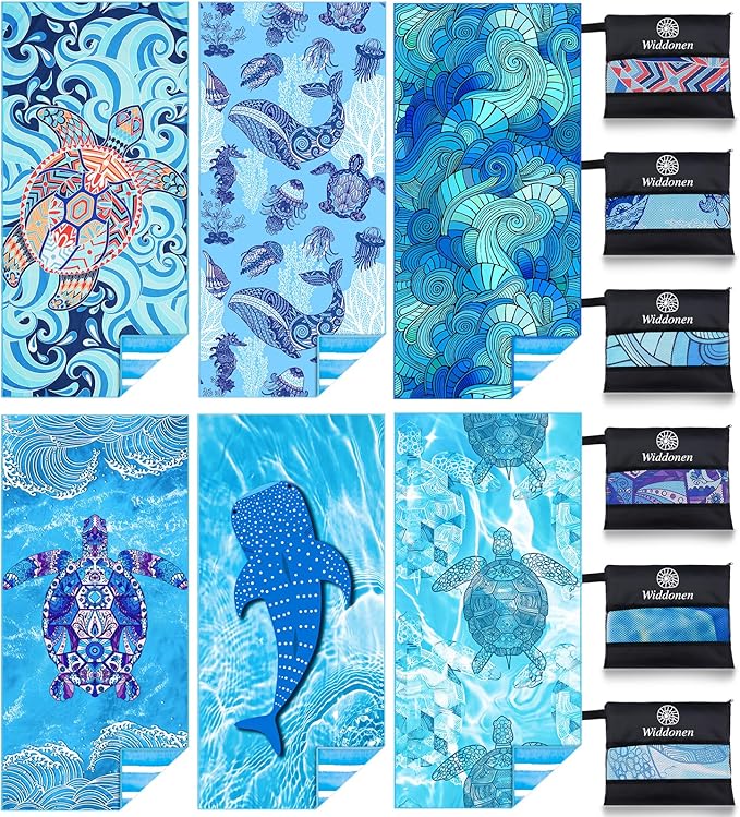 Microfiber Lightweight Thin Beach Towel Sand Free Quick Dry Absorbent Compact Towels for Swimming Pool Camping Beach Accessories Large Easy Pack Travel Things for Vacation Essentials Gift