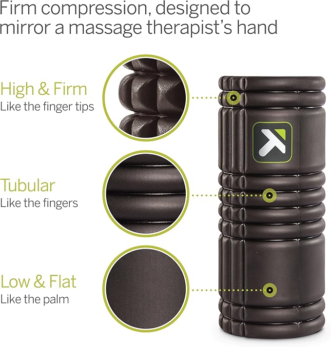 TriggerPoint Grid 1.0 Foam Roller - 13" Multi-Density Massage Roller for Deep Tissue & Muscle Recovery - Relieves Tight, Sore Muscles & Kinks, Improves Mobility & Circulation - Targets Key Body Parts