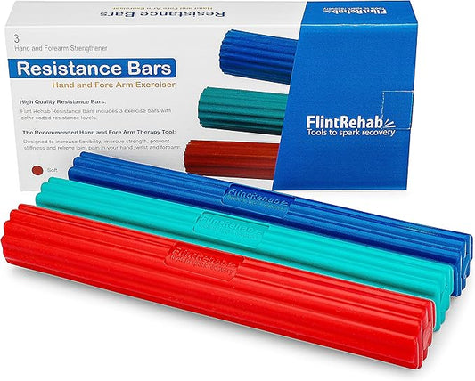 FlintRehab Twist Hand Exerciser Flexible Bars (3 Pack) - Flex Therapy Bar Strengthener - Relieve Tennis & Golfers Elbow Tendonitis Pain - Arm Exercise Wrist & Hand Strength Forearm Grip - 3 Variable Resistance Bars for Injury Recovery