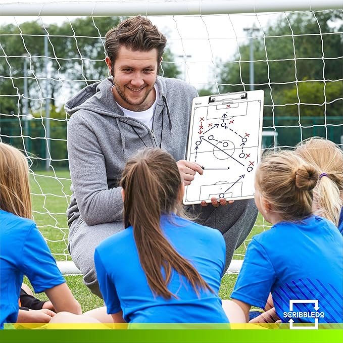 Scribbledo Soccer Dry Erase Coaching Board 15"x9" Soccer Whiteboard for Coaches Soccer Coaching Equipment Accessories Tactics Field Board Making it The Perfect Coach Gifts