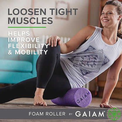 Gaiam Restore Foam Roller for Muscle Massage - Deep Tissue Muscle Massager for Sore Muscles & Stimulation - Total Body Pain Relief, Back, Neck, Foot, Calf, Leg, Arm (18 Inch and 36 Inch)