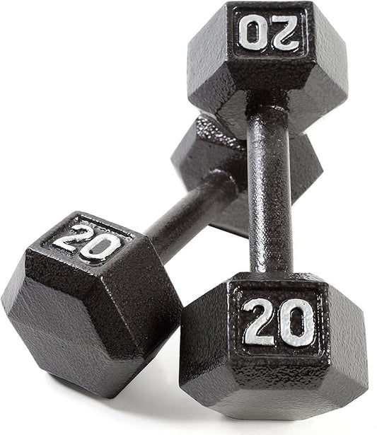 CAP Barbell Black Cast Iron Hex Dumbbell | 5-120 LBs | Single or Pair