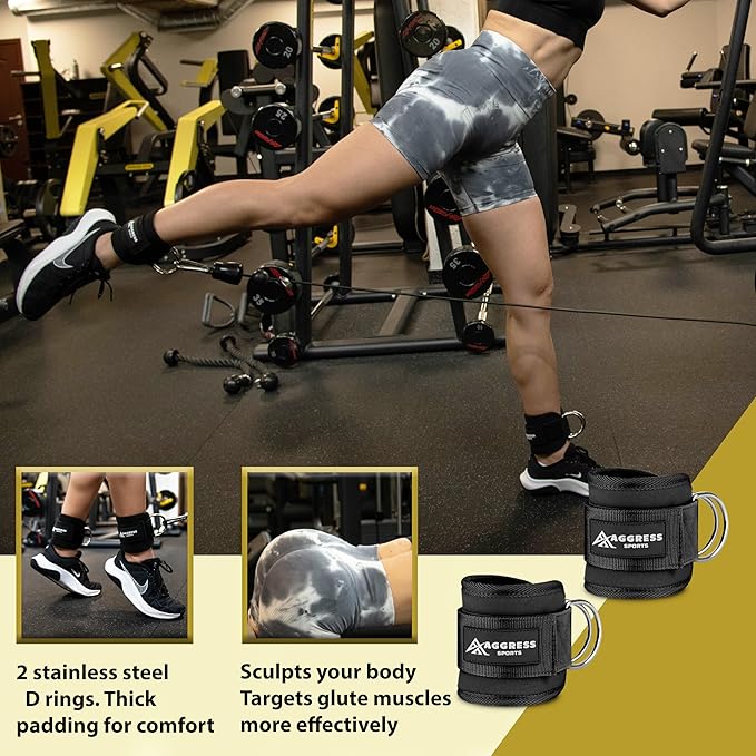 Premium Barbell Pad Set for Hip Thrusts - Squat Pad for Barbell Lunges, Bench Press, with 2 Gym Ankle Straps, Hip Resistance Bands – Gym Accessories for Women with Carry Bag, Towel