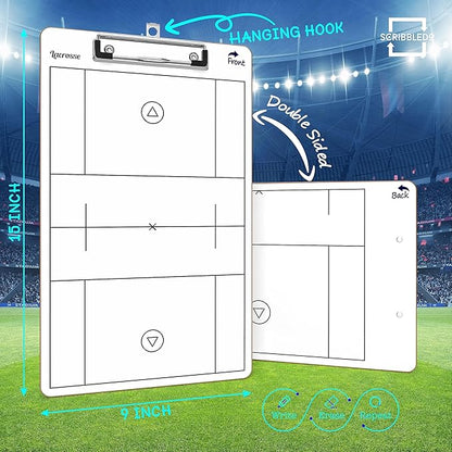 Scribbledo Lacrosse Dry Erase Board for Coaches 15x9 Inch Lacrosse Whiteboard Coaching Supplies Equipment Lacrosse Accessories Making it The Perfect Coach Gifts