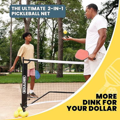 Boulder Badminton Pickleball Net - Adjustable Portable Net for Junior Tennis, Kids Volleyball & Soccer, and Backyard Games - Easy Setup Nylon Sports Net with Poles 10 ft/14ft/17ft/22ft Wide