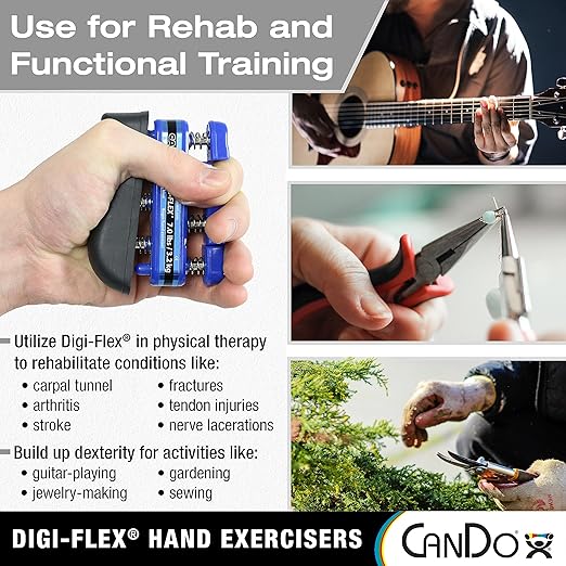 CanDo Digi-Flex Hand and Finger Exerciser Blue-Heavy - For Dexterity, Strength, and Flexibility for Fingers, Hands, and Forearms