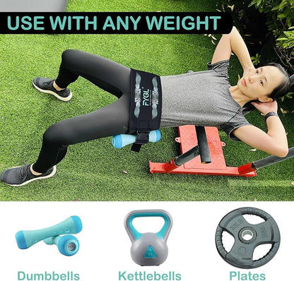 Hip-Thrust-Belt, Foldable Band for Dumbbells, Kettlebells, Plates - Supports Up to 300 lbs, Gym and Home Workouts with Slip-Resistant Padding