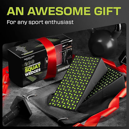 Squat Wedge Block Pair, Squat Ramp, Calf Raise Block, Anti-Slip Slant Board for Squats, ATG Equipment to Boost Workout, 17° Incline, 3.5x5.9x12.2, Backpack Included