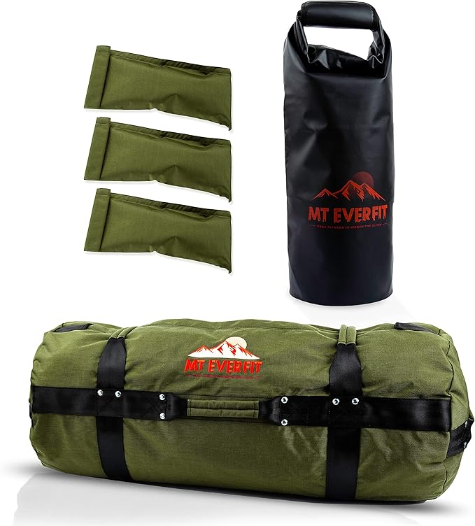 Sandbag Workout Bag & Sandbag Kettlebell Set - Heavy Duty Functional Triple Stitched Fitness Sandbags Made from 1050 Cordura with 8 Thick Foam Padded Handles & 3 Inner Bags