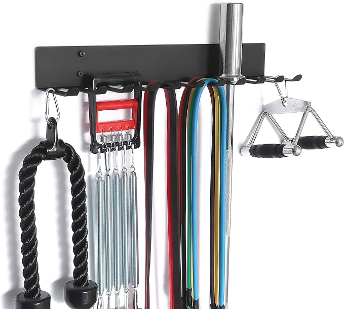 Multi-Purpose Gym Equipment Storage Rack Resistance Bands Storage Hanger Barbell Rack Heavy Duty Gym Rack for Exercise Bands, Lifting Belts and Jump Ropes