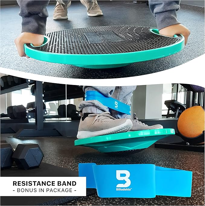 BILLADEKIO™ 16.5" Wobble Balance Board - Non-Slip Standing Desk Accessory, Fit Tilt Core Workout - With Resistance Band