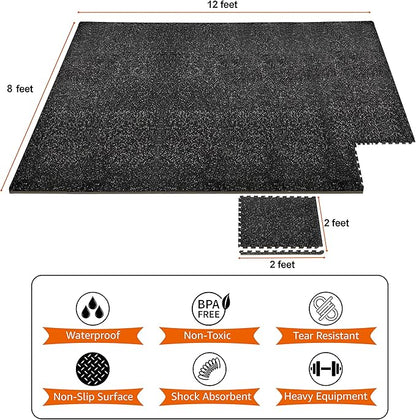 Sivan Fitness 1/2" Thick Rubber Top High-Density EVA Foam Gym Flooring for Home Gym - Exercise Mat Tiles for Workout, Yoga, MMA, Heavy Exercise Equipment Mat - Interlocking Gym Floor Mat