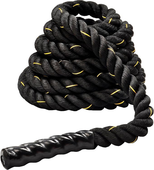 Signature Fitness Battle Rope 1.5Inch 2 Inch Diameter Poly Dacron 30 FT, 40 FT, 50 FT Length, Heavy Ropes for Home Gym and Workout