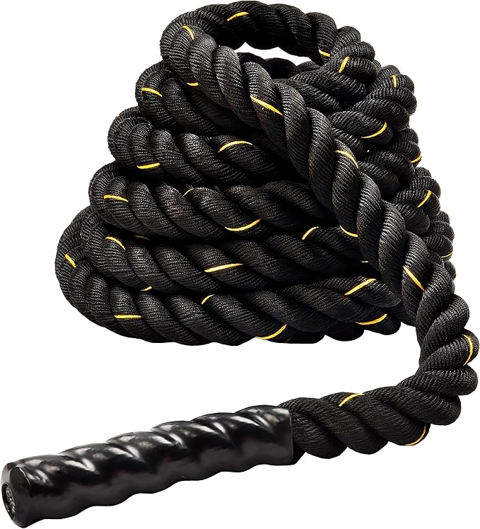 Battle Rope 1.5Inch 2 Inch Diameter Poly Dacron 30 FT, 40 FT, 50 FT Length, Heavy Ropes for Home Gym and Workout