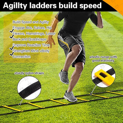 Football Agility Training Equipment 12 Agility ladders,4 Agility Hurdles,12 Disc