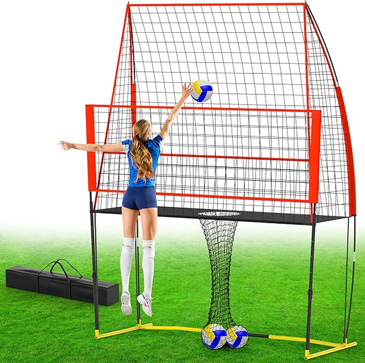 Volleyball Training Equipment Net (8 X 11 FT) for Indoor and Outdoor Volleyball Practice Net Station, Volleyball Spike Trainer Perfect for Team or Solo Training, Home Volleyball Net