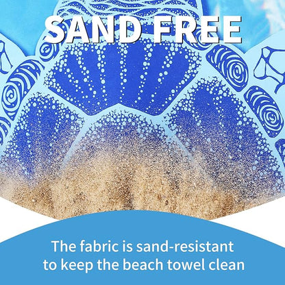 4 Pack Lightweight Thin Beach Towel Oversized 71"x32" Big Extra Large Microfiber Sand Free Towels for Adult Quick Dry Travel Camping Beach Accessories Vacation Essential Turtle Tie Dye Mandala Stripe