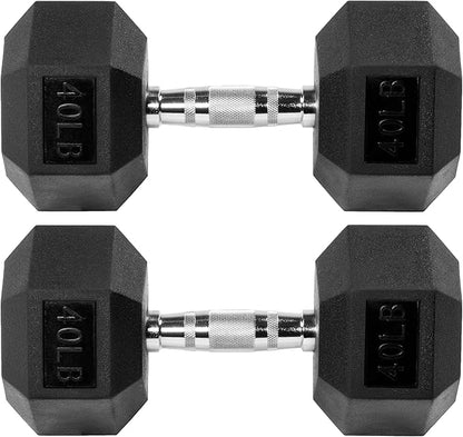 Signature Fitness Premium Rubber Encased Hex Dumbbell, Pairs