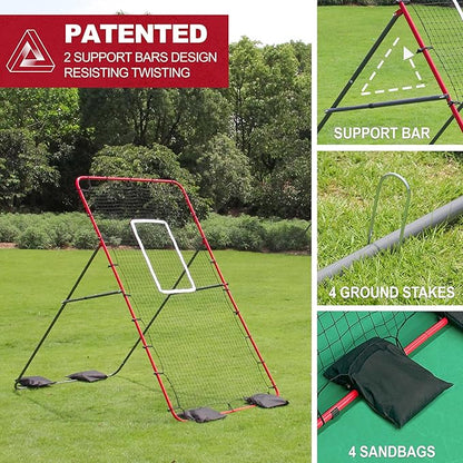 Adjustable Volleyball Rebounder Net 7x4 ft, Volleyball Bounce Back Net with 5 Angles, Volleyball Training Practice Equipment with Removeable Target Strap