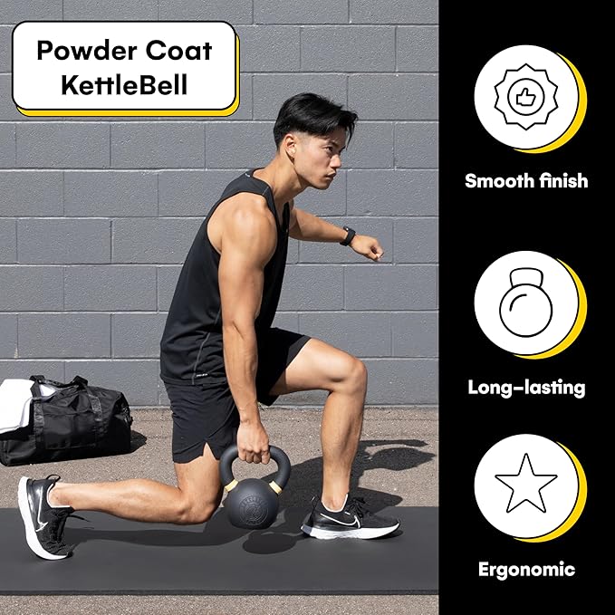 Kettlebell Kings Powder Coated Kettlebell Weights 5-90 LB | Workout Gym Equipment & Strength training sets for Women & Men | Durable Coating for Grip Strength, Rust Prevention