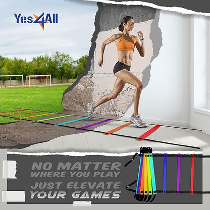 Yes4All 8, 12, 20 Rungs Agility Ladder - Speed Training Equipment for All Ages & Levels with Carrying Bag - Speed Ladder