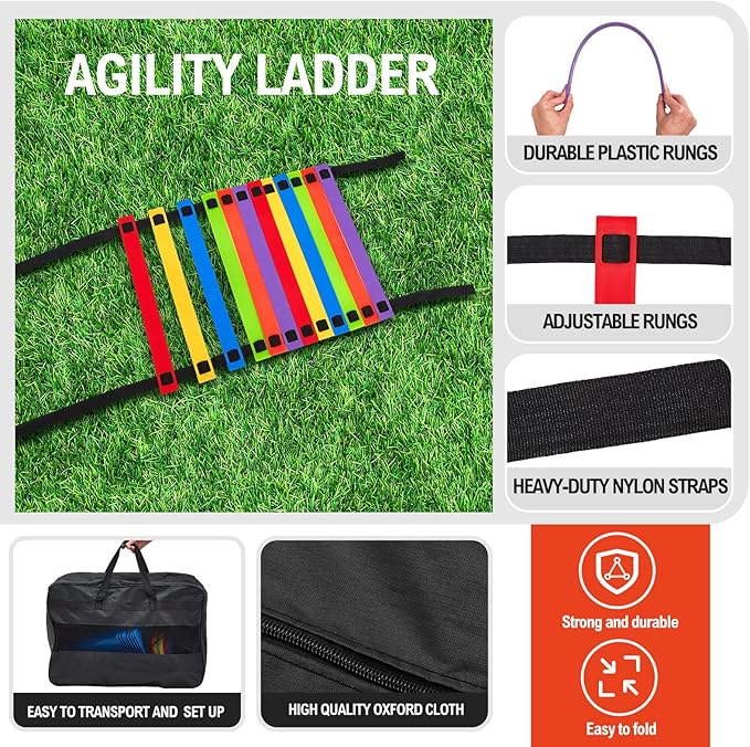 Speed Training Equipment Include 8 Pcs Hurdle Cone 1 Agility 1 Storage 50 Agility 1 Carry 1 Holder