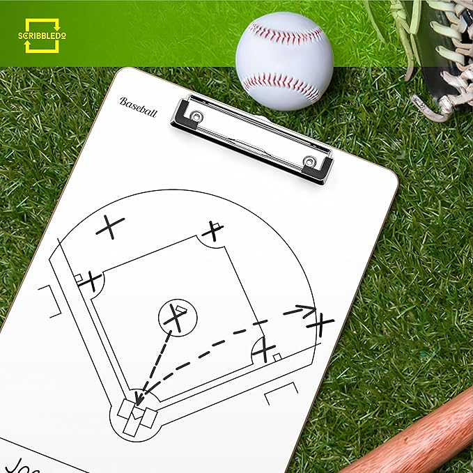 Scribbledo Baseball Dry Erase Board for Coaches 15x9 Inch Double Sided Baseball Lineup Board Whiteboard Coaching Accessories Equipment Softball Accessories The Baseball Score Keeping Book