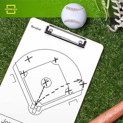 Scribbledo Baseball Dry Erase Board for Coaches 15x9 Inch Double Sided Baseball Lineup Board Whiteboard Coaching Accessories Equipment Softball Accessories The Baseball Score Keeping Book