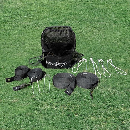 Recdays Volleyball Lines: Premium 2-in-1 Grass Volleyball & Beach Volleyball Lines, 2" Volleyball Court Lines with Anchors & Stakes, Durable Drawstring Mesh Bag, AVP Official Court Size 26’3” x 52’6”