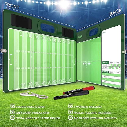 Football Dry Erase Board for Coaches 15x10.5 Double Sided Football Whiteboard Coaching Board Equipment Includes 2 White Board Markers for The Football Accessories The Perfect Coach Gifts