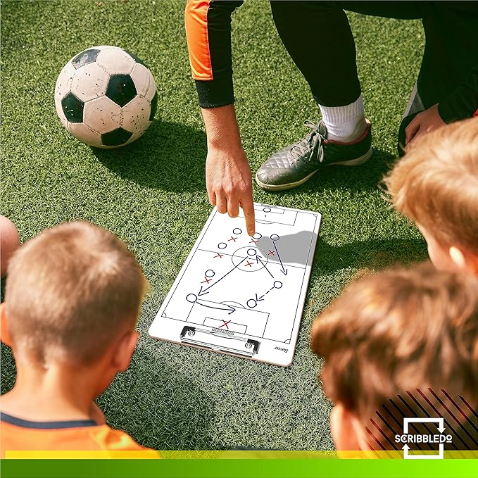 Scribbledo Soccer Dry Erase Coaching Board 15"x9" Soccer Whiteboard for Coaches Soccer Coaching Equipment Accessories Tactics Field Board Making it The Perfect Coach Gifts