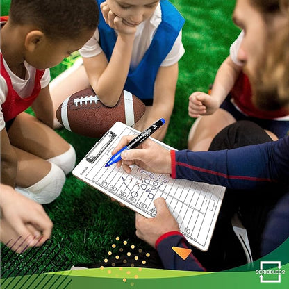 SCRIBBLEDO Football Dry Erase Board for Coaches 15x9 Double Sided Football Whiteboard Coaching Clipboard Equipment Football Accessories The Perfect Coach Gifts