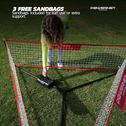 PowerNet Carli Lloyd Soccer Triple Threat Rebounder, 3-Sided Net, Sandbags Included, 80" L x 21" H Per Side, Great for Futsal and Soccer