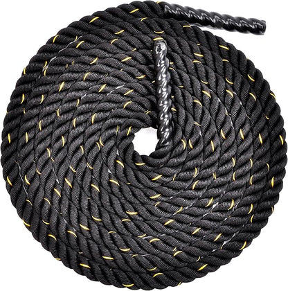 Battle Rope 1.5Inch 2 Inch Diameter Poly Dacron 30 FT, 40 FT, 50 FT Length, Heavy Ropes for Home Gym and Workout