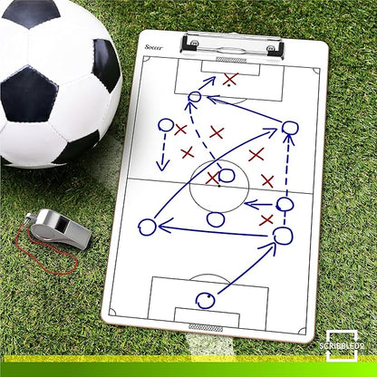 Scribbledo Soccer Dry Erase Coaching Board 15"x9" Soccer Whiteboard for Coaches Soccer Coaching Equipment Accessories Tactics Field Board Making it The Perfect Coach Gifts