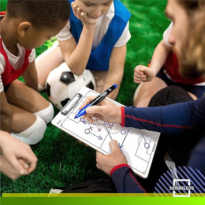 Scribbledo Soccer Dry Erase Coaching Board 15"x9" Soccer Whiteboard for Coaches Soccer Coaching Equipment Accessories Tactics Field Board Making it The Perfect Coach Gifts