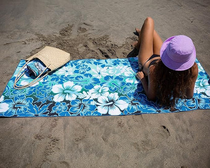 Elite Trend Large Beach Towel for Travel – 63x31 Inch w/Bag – Lightweight Microfiber, Compact, Soft, Quick Dry, Sand Free – for Swimming, Pool, Camping, Yoga, Workout, Golf – Hibiscus