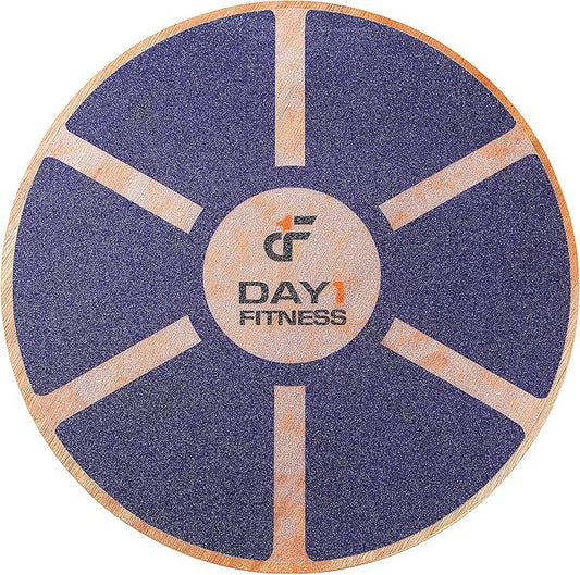 Day 1 Fitness Balance Board, 15.4” 360° Rotation, for Balance, Coordination, Posture - Large, Wooden Wobble Boards with 18° Tilting Angle for Workouts - Premium Core Trainer Equipment